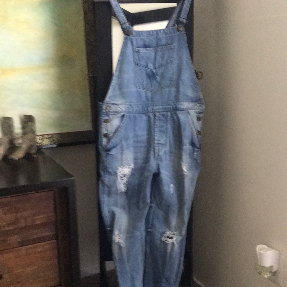 H&M distressed overalls